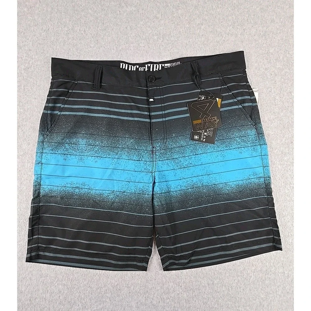 Ring Of Fire Board Shorts Mens Size 36 ‎ Sea And Sun Swim Short Blue Unlined NEW